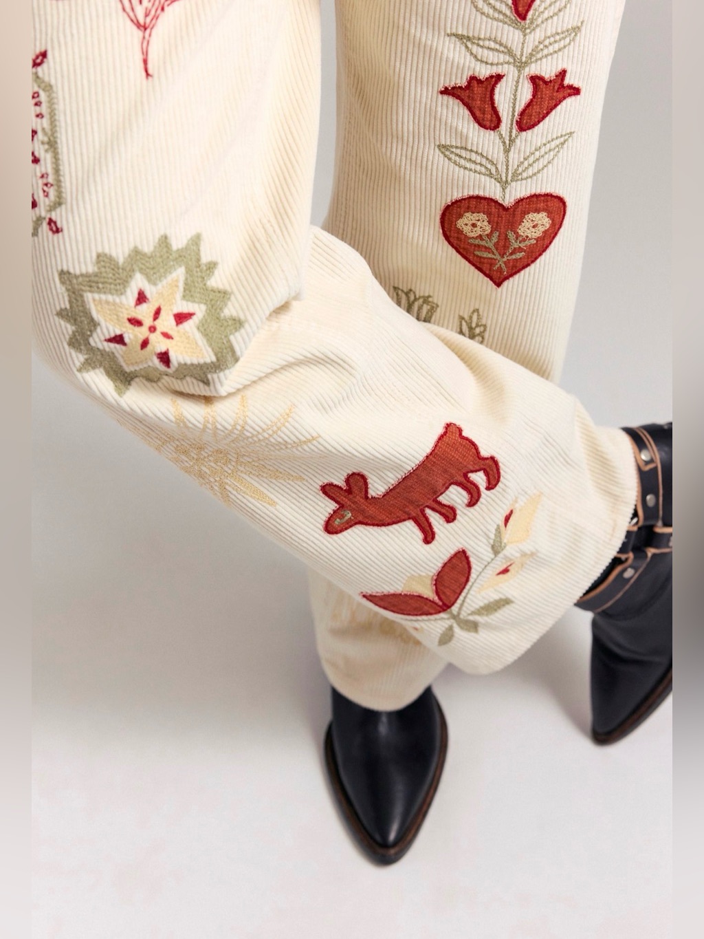 Free People Tennessee Low Rise Embroidered Corduroy Jeans We The Free Floral